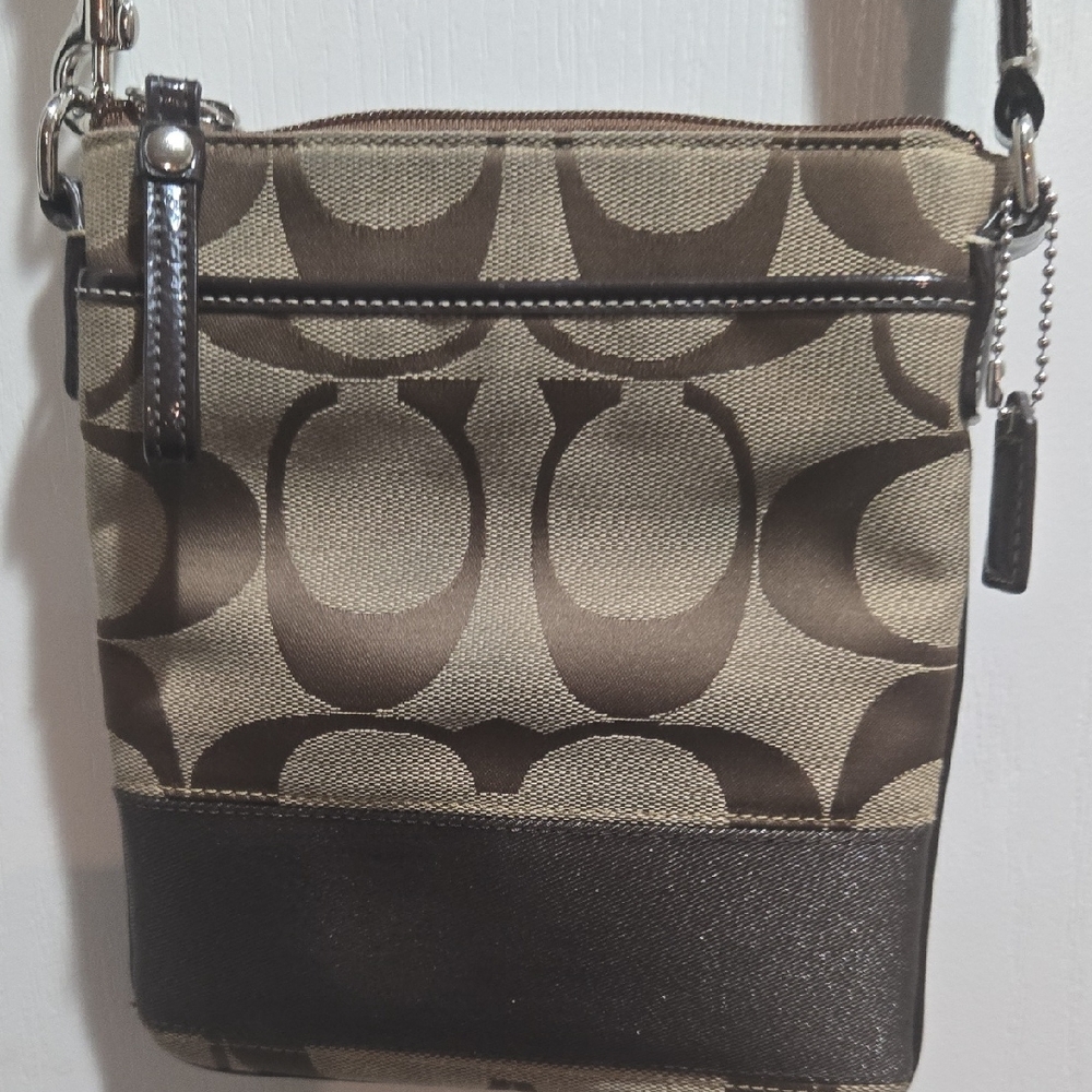 Coach Dark Brown and Tan Cross-body Bag with Tag